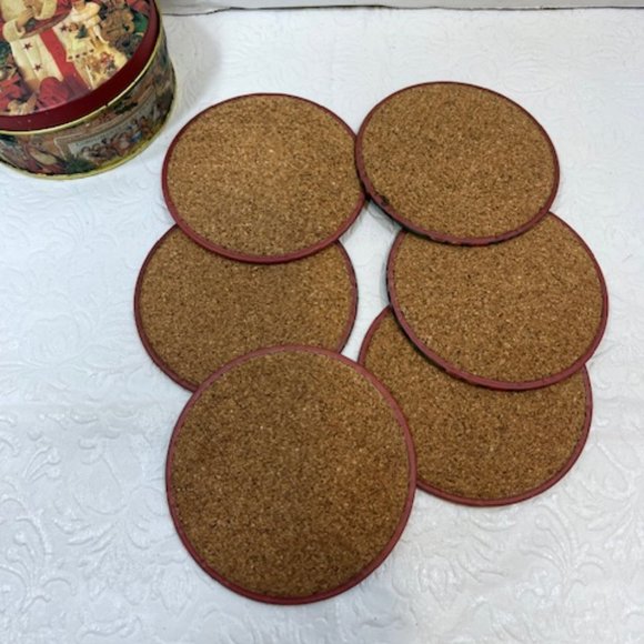 Vintage Style Christmas Metal Tin Coasters Set of 6 Santa Father Christmas 3.5" - Picture 6 of 10